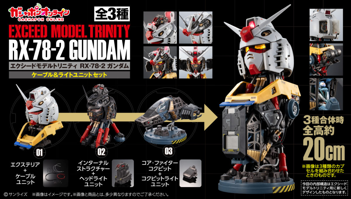 GASHAPON《機動戰士鋼彈》「EXCEED MODEL TRINITY RX-78-2 鋼彈」轉蛋!三款合體 20 公分高密度胸像!這麼精細,真的是轉蛋嗎?
