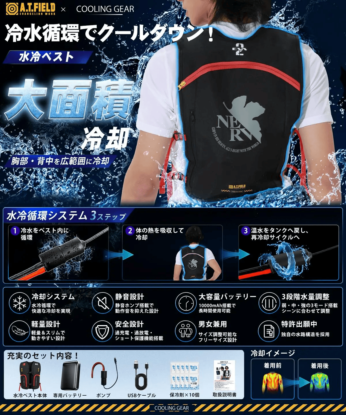 日刊電電 A.T.FIELD《新世紀福音戰士》水冷循環系統背心 AT力場抵抗炎熱給你涼爽快感!