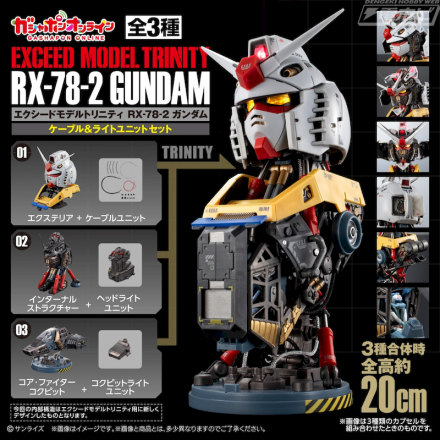 ガシャポンオンラインではライトユニット＆ケーブルユニットが付属!!カプセルトイ「エクシードモデルトリニティ RX-78-2 ガンダム」が8月31日11時より予約受付開始!!