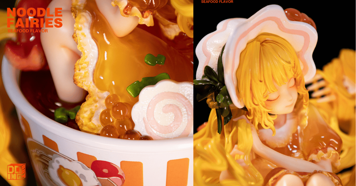 WE ART DOING「《沉睡魔咒系列》 杯麵少女-海鮮濃湯」無比例收藏GK雕像 令人食指大動的泡麵美少女!