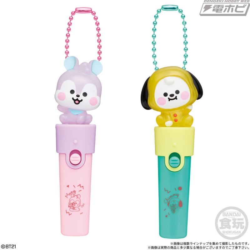 打开开关，人物部分就会微微亮起！第二款“BT21”棒灯饰现已作为糖果玩具上市！