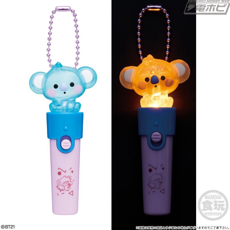 打开开关，人物部分就会微微亮起！第二款“BT21”棒灯饰现已作为糖果玩具上市！