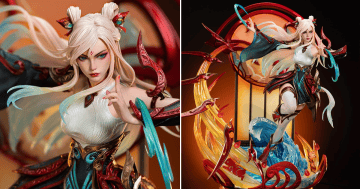 Infinity Studio《英雄聯盟》「剪紙仙靈 伊瑞莉雅」1/4比例雕像 紅色飛刀環繞 腳下水波還能發光！