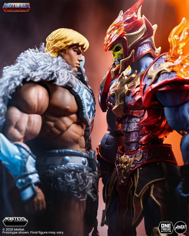 MONDO「《太空超人》MOTU200X 冰霜裝甲太空超人 & 火焰裝甲骷髏王」1/12 比例可動人偶套組